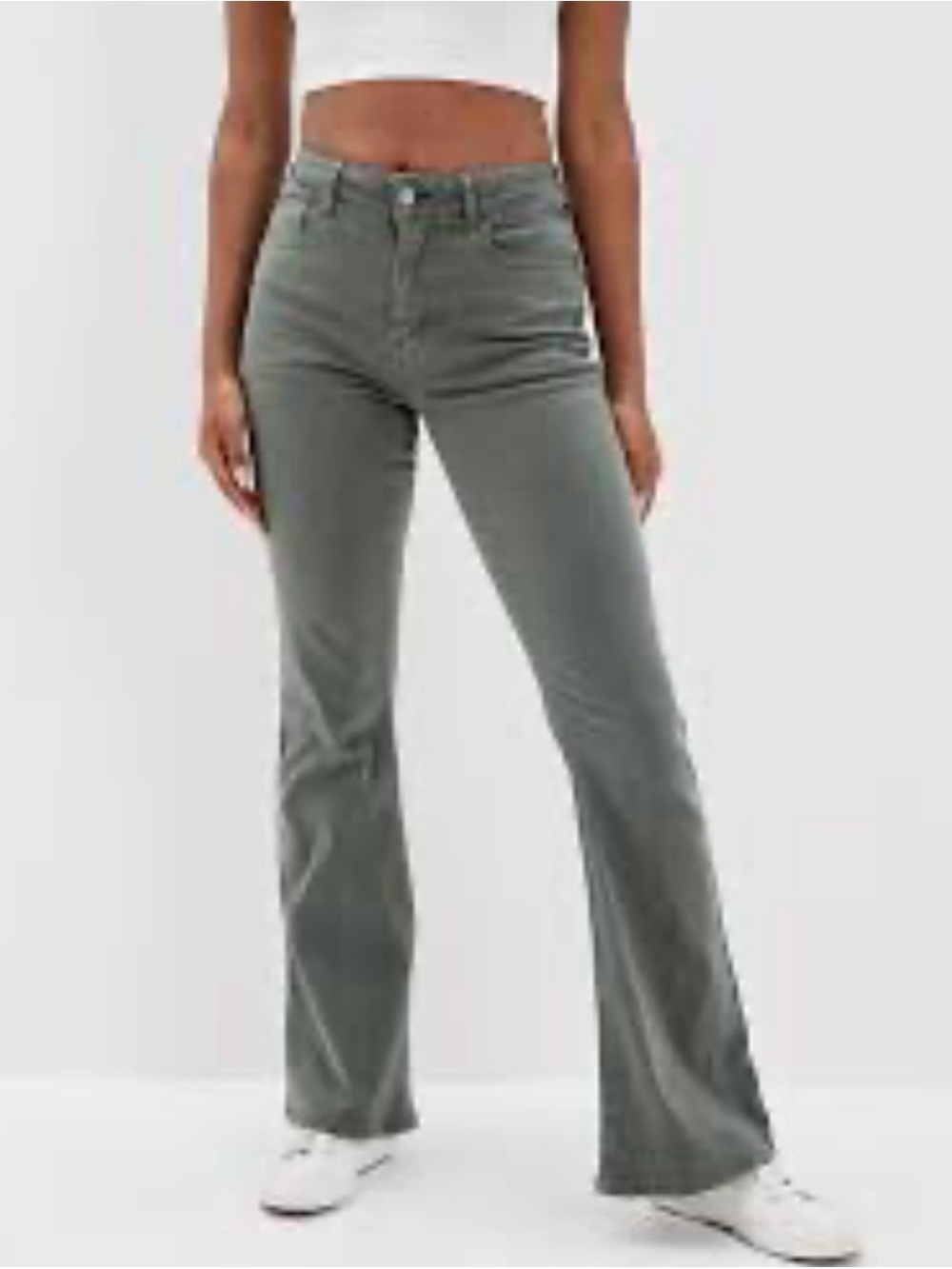 American Eagle Flare Jeans Womens 4 Long Olive Green Mid/High Rise Stretch Pants